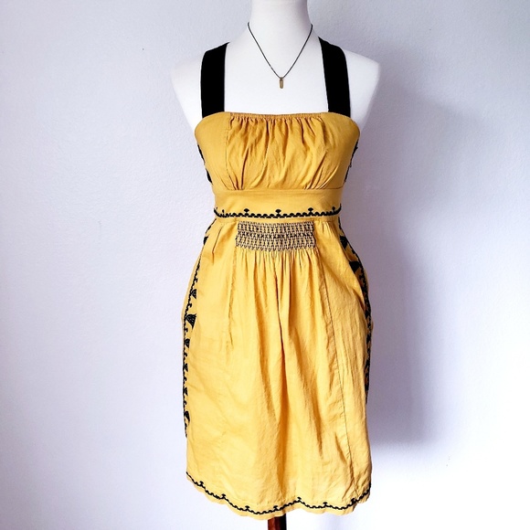 SALE Floreat Iris mustard embriodered dress - Picture 1 of 6